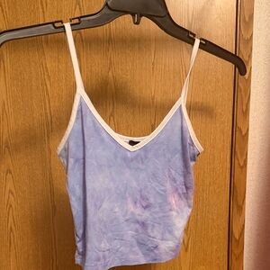 Popular 21 Lavender Tie-Dye V-Neck Cami with White Trim